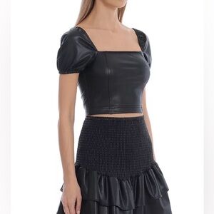 Avec Les Filles Black Faux leather crop top, Size L